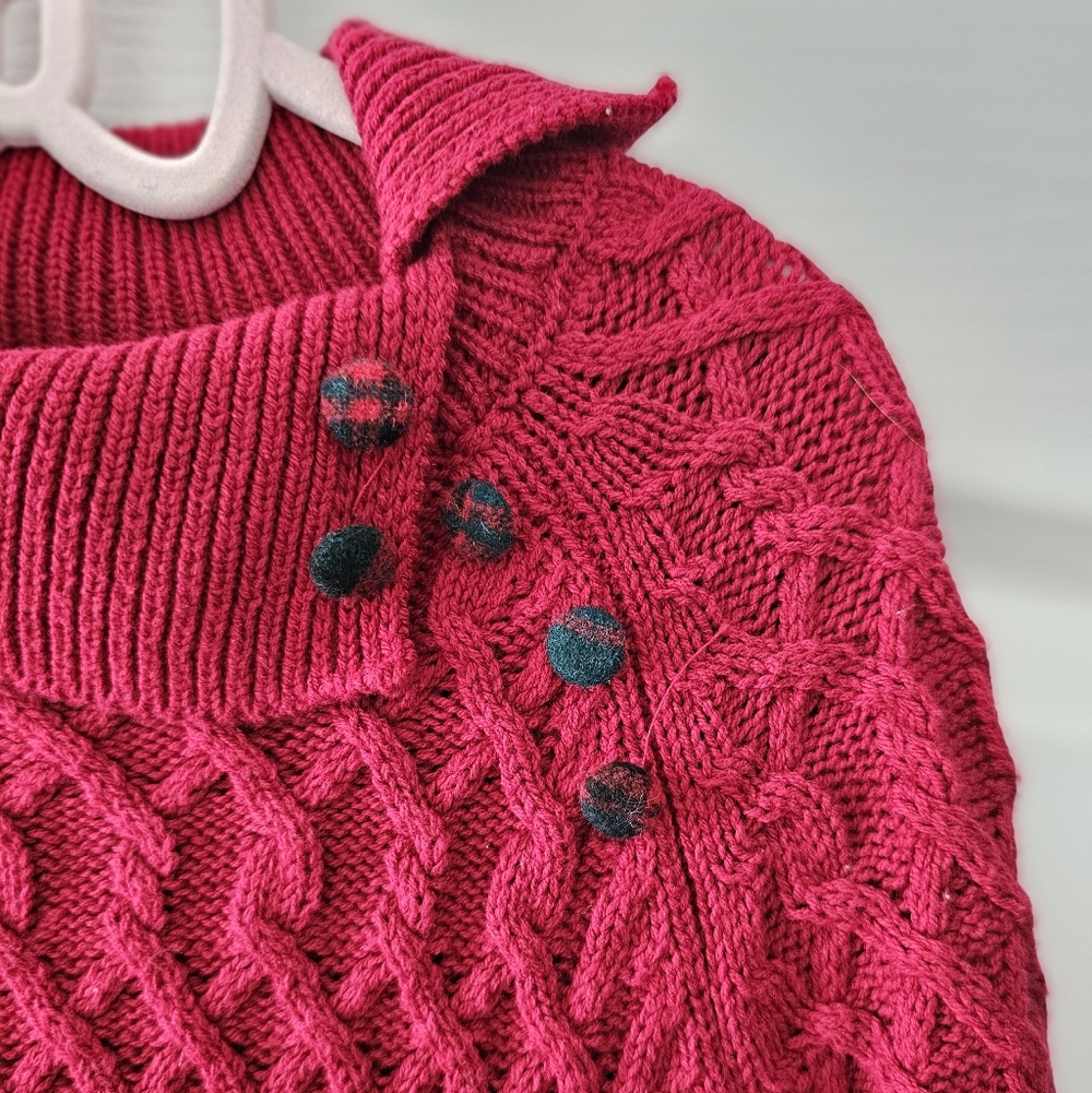 Tommy Bahama Red Knit and Green Plaid Kids Dress - Picture 3 of 3